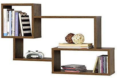 [en.casa] Schweberegal Kvinesdal 87x18x54cm Wandregal mit 3 Fächern Wandboard Hängeregal Dunkler Holzton