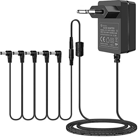 Gonine Adaptador de pedal de efectos de guitarra de 9V 1,5A cable de alimentación con cable, cable de cadena tipo margarita de 5 vías, centro negativo, cable de longitud extendida