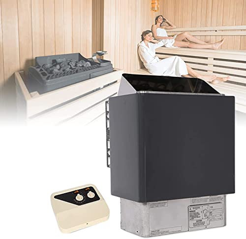 UIGJIOG Riscaldatore a Sauna secca, Stufa elettrica per Sauna, pentola elettrica 220V Sauna, Stufa Sauna con Controller Esterno, 3-6KW Controllo della Temperatura Doppia Doccia a Doppio Doccia,4.5KW