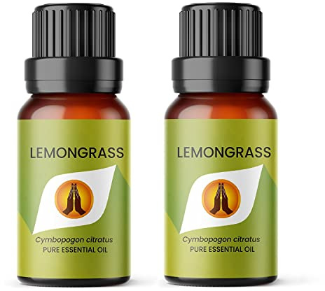 Aroma Energy Lemongrass Essential Oil, 20ml (2x10ml Bottles) | Diffuser oil for home, summer aromatherapy burner, candle making, soap, wax melts, cleaning sprays | Natural, Vegan, UK Made