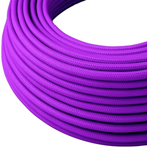 LEDSone 16.4ft Vintage 2 Core Round 18 Gauge Purple Cable Fabric Cloth Covered Electrical Wire, 5m 2 conductors Lamp cable Modern Cloth Covered Wire for Pendant Light Bulb Industrial DIY Project.