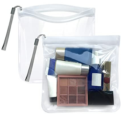 Clear Travel Toiletry Bags (No Printing, No Risk of Rejection) Airport Security Liquids Bags 20x20cm, 1 Litre Meet The Criteria, 100% Waterproof and Leakproof