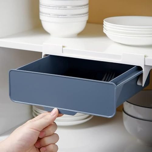 EdirFtra Kitchen Cabinet Divider Shelf Drawer Organizer Utensil Holder Under Desk Hanging Storage Box Fork Spoon Tray Kitchen Storage Box 22.5 * 23.5 * 10cm