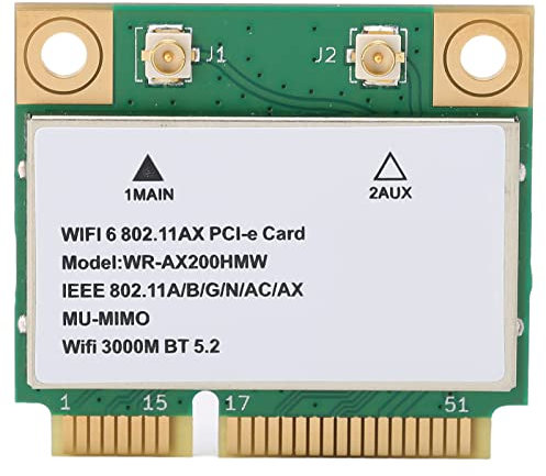 Carte WiFi AX210HMW, Technologie Multithreading WiFi6 MU MIMO 2.4G/5G Double Bande 2974M Carte Réseau sans Fil, Adaptateur Réseau Interne BT 5.2, pour Ordinateur Portable, Uniquement pour WIN10 (64bit