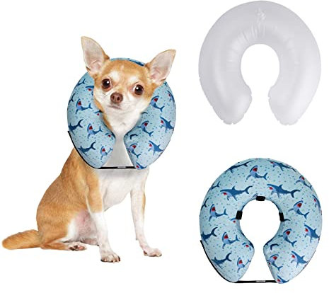CuteBone Collare gonfiabile a ciambella per cani con rivestimento in morbido pile rimovibile per cani e gatti di taglia piccola/media/grande dopo l'intervento chirurgico GWB05M-IT