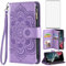 Asuwish Coque pour Samsung Galaxy S23 Ultra 5G Portefeuille avec Verre Trempé et Porte Carte Chaine PU Cuir à Clapet Mandala Étui Housse Support S23Ultra S 23 23Ultra Fleur Téléphone Case Femme Violet