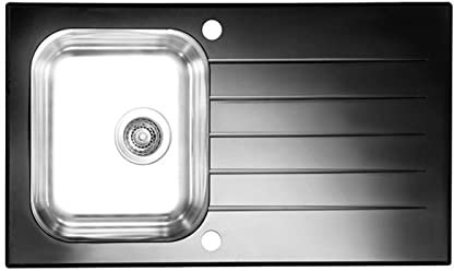 Küchenspüle aus Glas mit einer Einzelschüssel von Alveus Glassix 10 - Schwarz - 1099450