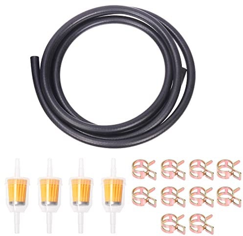 Glarks 15Pcs 6 Feet Length 5/16 ID Fuel Line and Fuel Filters with Hose Clamps Assortment Kit Compatible with Kawasaki Kohler Briggs & Stratton Most Gas Diesel Powersports Small Engines