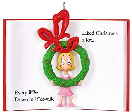 Hallmark Keepsake Christmas Grinch Ornament 2023, Dr. Seuss's How The Grinch Stole Christmas! Cindy-Lou Who Book