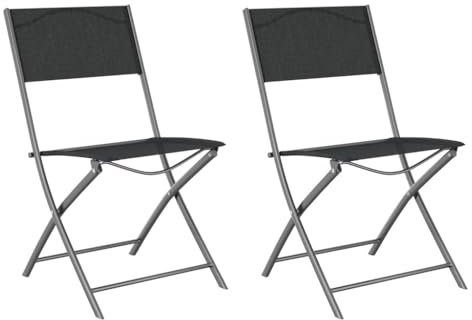 Bussandri Exclusive - Klappbare Gartenstühle 2 STK. Schwarz Stahl und Textilene