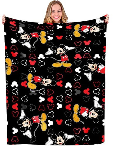 HEYBIG Cuddly Blanket Children's Girls Mikey, Mouse Bed Blankets, Cartoon Fleece Blankets for Adults Children, Minnie Personalised Gifts (W, 100 x 130 cm)