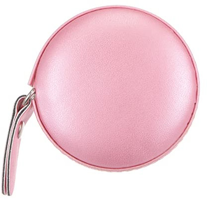 sourcing map Round Retractable Measuring Tape 150cm/60-inch Soft Leather Case Tailors Tape Measure Pocket Size for Body, Fabric, Sewing Measurements, Pink