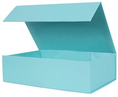 Aimyoo Blaue faltbare Geschenkbox mit Magnetverschluss-Deckel, 26,7 x 17,8 x 7,6 cm, mittlere Größe, für Brautjungfer, Bräutigam, Antragsboxen, rechteckige Geschenkbox für Abschlussfeier, Geburtstag,