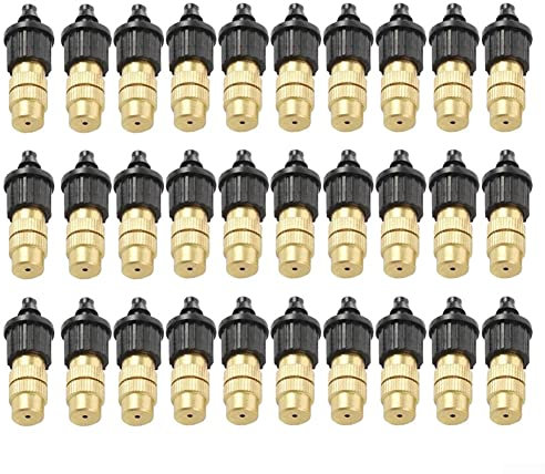 Verstellbare Sprühdüse, 30 Stück, Messing, 4/7 mm, Sprinkler-Set, geeignet für Düsen in Gartenbau-Bewässerungssystemen