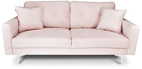 SAMIRA Divano 3 posti in velluto rosa piedi in metallo mod. Cloe