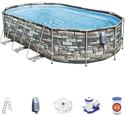 Bestway | Power Steel Comfort Jet Series, Family Above Ground Pool Set 6.10 m x 3.66 m x 1.22 m