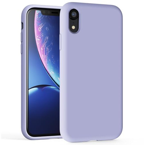 TAXXOE Silicone Case Compatible with iPhone XR Case Soft Ultra Slim Protective Shockproof Liquid Silicone Phone Case, Anti-Scratch Microfiber Lining, 6.1 Lilac