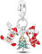 MULA Breloque Argent 925 pour Bracelet Père Noël Oui Noir & Blanc Arbre de Noël Série Bijoux Cadeau Filles