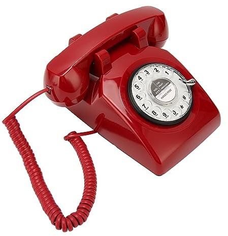 Retro-Wählscheibentelefon, Altmodisches Festnetztelefon mit Wählscheibe, Großen Tasten und Lauter Lautstärke, Schnurgebundenes Antikes Telefon mit Mechanischem Klingelton, für