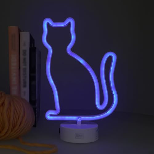 Legami LED-Lampe mit Neoneffekt 'It's a Sign', Neonlampe in Katzenform, USB-Kabel im Lieferumfang enthalten, Night Lights mit Sockel, Maße 20 x 32,5 x 10 cm, Motiv Kitty