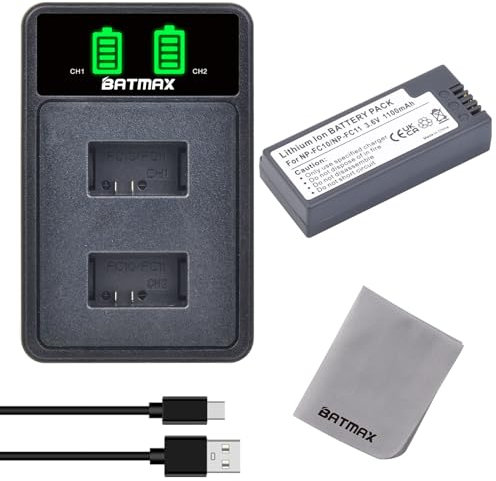 Batmax NP-FC10 NP-FC11 Battery and USB Battery Charger Compatible with Sony Cyber-shot DSC-F77 DSC-F77A DSC-P2 DSC-P3 DSC-P5 DSC-P7 DSC-P8 DSC-P9 DSC-P10 DSC-P12
