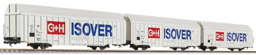 Liliput L230159 H0 Lot de 3 Wagons de Marchandises Hbbks, G+H ISOVER de DB AG, Divers