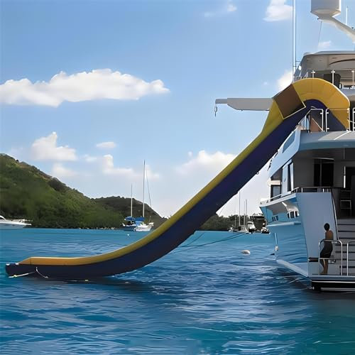 Toboggans Aquatiques Gonflables Compacts Et Équipement d'amusement, Grands Yachts Toboggans Le Paradis Marin D'été en Plein Air,19.6Ft/6M