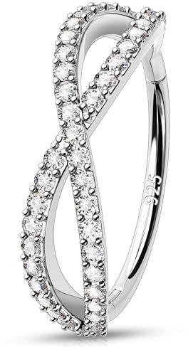 Melighting Knorpel Hoop Ohrringe 925 Sterling Silber Septum Piercing Schmuck Helix Ohrringe CZ Daith Hoop Nasenpiercing Schmuck 12 mm, Sterling Silber