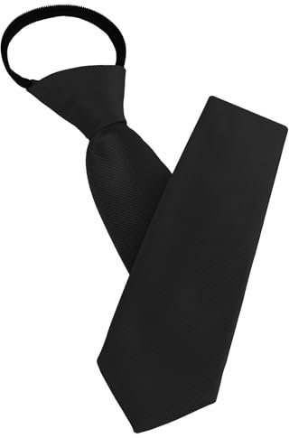 AUYAO Herren Krawatten, Einfarbiger Klassische Vorgebundenen Knoten Krawatte 8cm, Verstellbarer Krawatten für Herren mit Reißverschluss für Heiraten Oder Festliche Veranstaltunge(Schwarze-Streifen)
