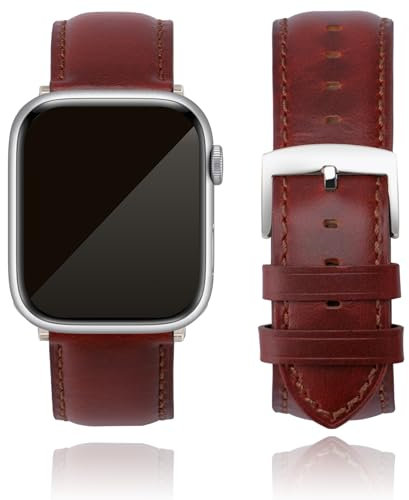 CORROPELLE Uhrenarmband Kompatibel mit Apple Watch Leder Armband 49mm 46mm 45mm 44mm 42mm, Hochwertige Echte Leder Uhrenarmbänder Ersatz Armband für iWatch Serie 10 9 8 7 6 5 4 3 2 1 SE2/1 Ultra2/1