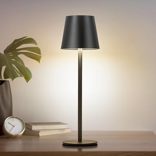 Faithorse Rechargeable Lamp Cordless Table Lamp, 2 Pack Battery Operated Lamps 5200mAh IP54 Waterproof Wireless Lamp with 3-Color Modes Touch Control Night Light for Bedroom(Black)