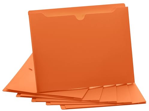 Orange Aktenhüllen, 5,1 cm Erweiterung, Briefgröße, verstärkte, gerade geschnittene Register, 6 Stück