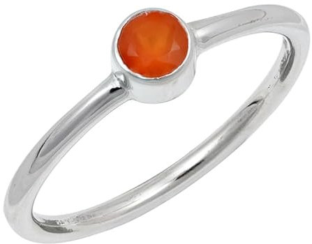 JEWELSTREZORO Karneol facettiert Edelstein Bandring 925 Sterling Silber Ring Herren & Damen Bandring Geschenkartikel Handgefertigter Schmuck TSR107E_65 (20.7)