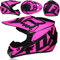 SMTSEC Motorradhelm Cross Für Damen Herren - Full Face MTB Motocross Helm DOT/ECE-Zertifiziert Mit Schutzbrillen, Maske, Handschuhe - Downhill Mopedhelm Für Cruiser Chopper, Pink/B-L