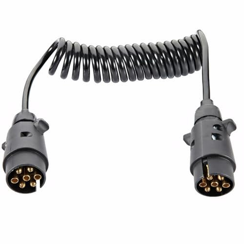 AHMistool Cavo di prolunga a spirale a 7 poli, 3 m, per auto, camion, rimorchi, camper, barche, UTV, trattore, ATV