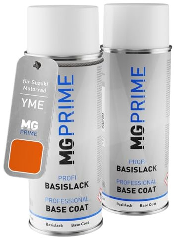 MG PRIME Motorradlack Sprühdosen für Suzuki Motorrad YME Candy Max Orange Pearl Grundlack Basislack Spraydose 400ml