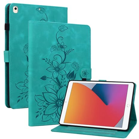 Rosbtib Custodia Cover per iPad 9.7 pollici modello 2017/2018 5/6 generazione, Slim Fit Folio Pieghevole Cover Protettiva con Slot per schede Chiusura Magnetica Cover iPad 9.7, Gigli verdi