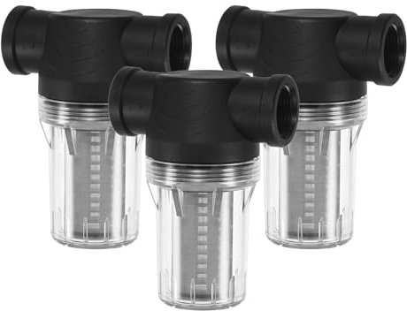 M METERXITY 3-Pack Water Pump Strainer with 100 Mesh Stainless Steel Filter Screen, 3/4 Inch Female NPT In-line Strainer for Garden Hose Outdoor RV Water Tank Pressure Washer [Black]