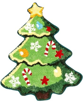 FLCPJGV Weihnachtsteppich-Ornament, professionelle weiche Geschenke, robuste nordische Bodenmatte, Badezimmerteppich, mit Stern