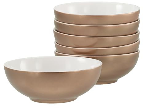 Creatable, 24329, Serie Golden Days Weiß, 6-teiliges Geschirrset für 6 Personen, Müslischalen Set aus Steinzeug, spülmaschinen- und mikrowellengeeignet, Qualitätsproduktion