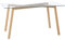 HOMCOM Mesa de Comedor para 6 Personas Mesa de Cocina Moderna con Tablero de Vidrio Templado y Patas de Acero con Efecto Madera para Salón 150x75x76 cm Transparente
