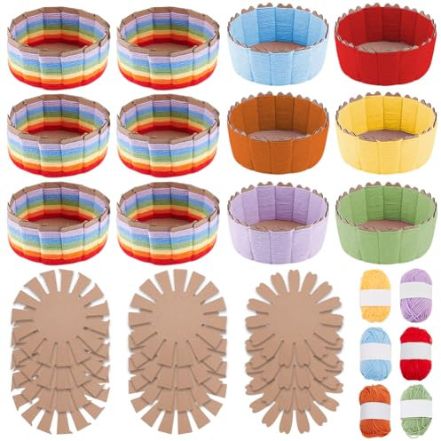 FREEBLOSS 12 Set Korbflechtset Korbflechtset Aus Garn Kreative Geflochtene Schüssel Geeignet Für Kunst Und Handwerksprojekte von Kindern Mit Einschränkungen Osterkörbchen Aktivitäten Für Ostereier