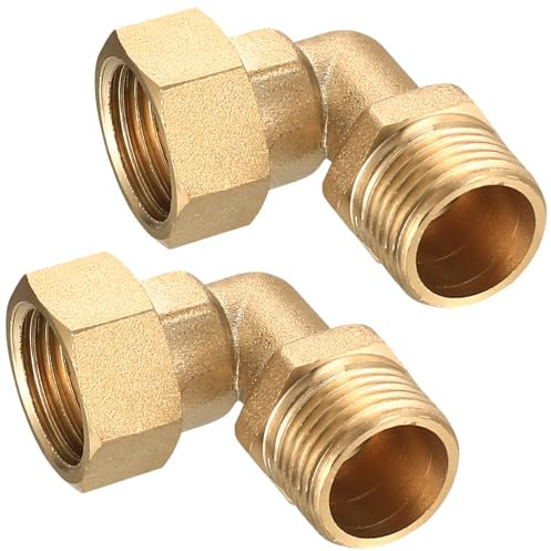 2 Pz Raccordi a Gomito Ottone, Raccordo a Gomito 90° da 1/2 Pollice, Raccordo Tubo Connettore per Tubo Dritto, Connettore a Gomito per Raccordi Idraulici, 1/2 BSP Maschio x 1/2 PT Femmina