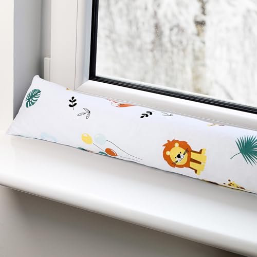 Zugluftstopper für Türen und Fenster Stopper Türdichtung 90 cm Seitenschläferkissen Umrandung oder Tür Luftzugstopper Schalldämmung Windstopper Türluftstopper Baumwolle Safari