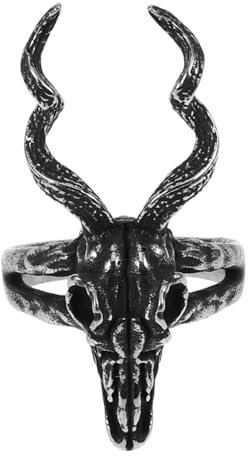Homoyoyo Widder Ziege Gothic Ring Aus Edelstahl Im Vintage-Stil Mit Baphomet- – Punk Schmuck Für Halloween Und Besondere Anlässe Größe 8 Ideal Als Für Liebhaber Des