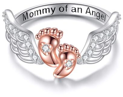 Fehlgeburt Ring Verlust Mama eines Engels Ring 925 Sterling Silber Gedenkring Schmuck Sympathie Schwangerschaft Fehlgeburt Geschenke für für Damen Mutter Mama