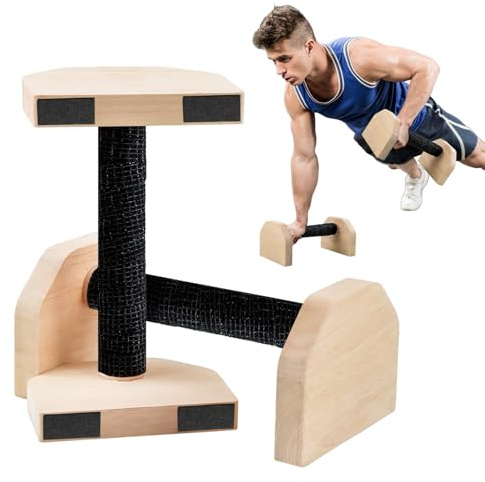 Liegestützgriffe, SilverChry 20cm/7.9 in Parallettes Handstand, Handstand Griffe Turnen,Griffe Aus Holz mit Rutschfeste Gummipuffer