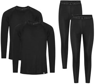 DANISH ENDURANCE Completo Termico Uomo e Donna, Sci e Trekking, 1 o 2 Paia | Completo intimo termico con cuciture piatte e tessuto isolante, per sci, trekking e snowboard, Unisex