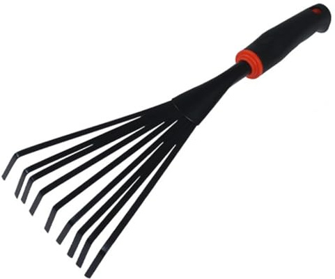 Kompakter Gartenrechen mit Stiel für Gartenarbeit und Laub
