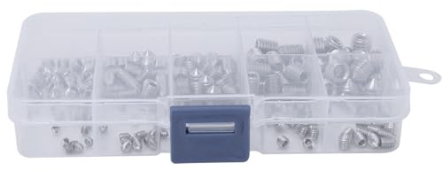 200 pièces vis de réglage à pointe conique, vis de pression M3/M4/M5/M6/M8 jeu de vis à entraînement hexagonal interne pour les réparations à domicile